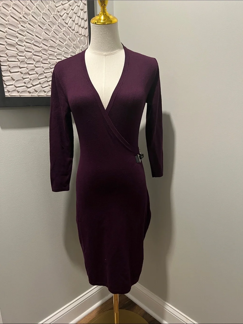 Calvin Klein Plum Wrap-Style Midi Dress